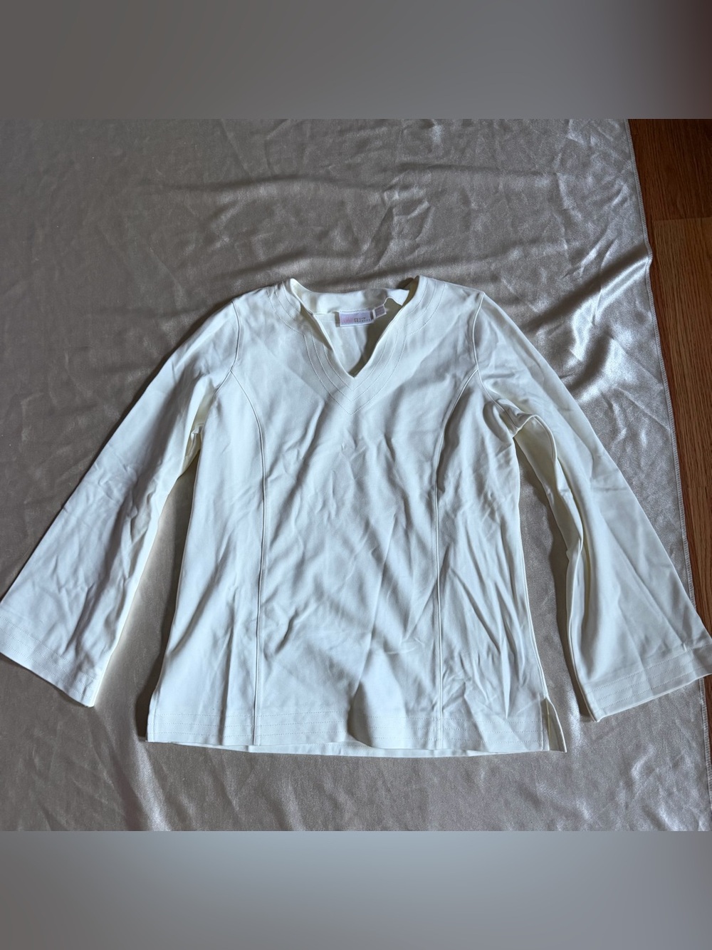 Belle by Kim Gravel Ponte Split Neck Top Small